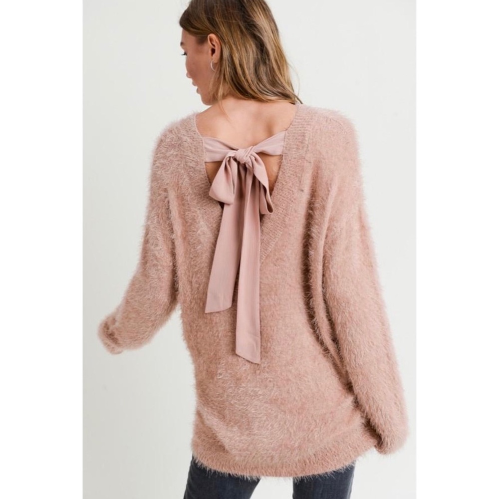 Valentina tie back fuzzy sweater